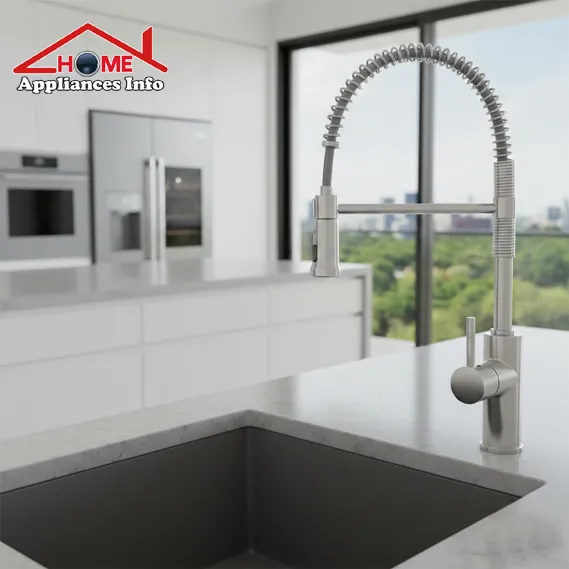 a modern kitchen featuring a sleek pull-down faucet