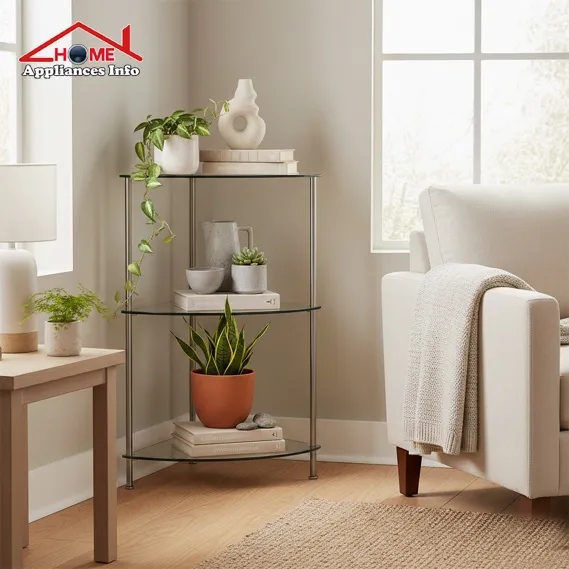 glass corner shelf for living room