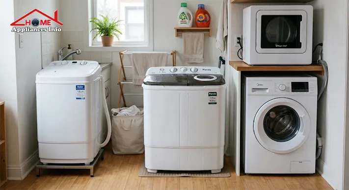 Portable washer, twin-tub washer, and compact washer-dryer configurations