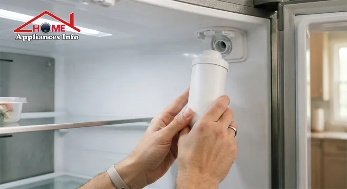 Installing a replacement water filter into a refrigerator filter housing